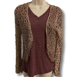 NWT - NY Collection Boho Festival Crocheted Beaded Cardigan Size XS